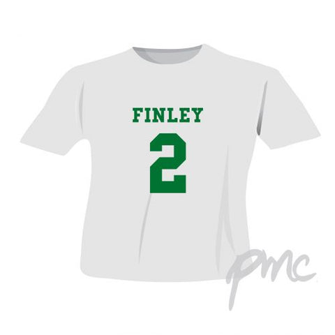 Personalised Green Name & Number T-shirt 2-3 Years