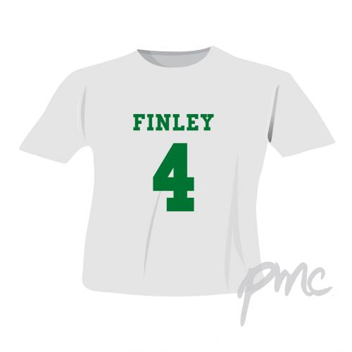 Personalised Green Name & Number T-shirt 3-4 Years