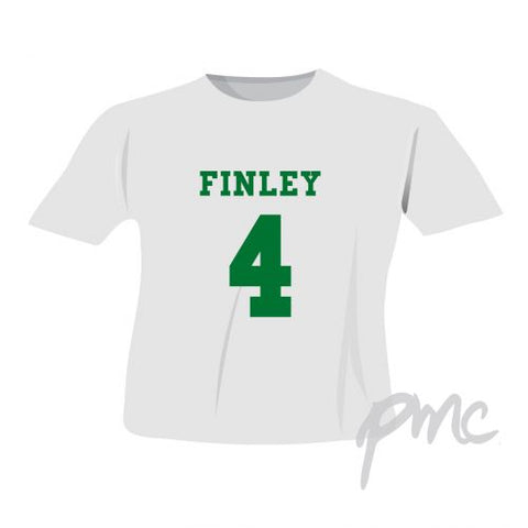 Personalised Green Name & Number T-shirt 3-4 Years