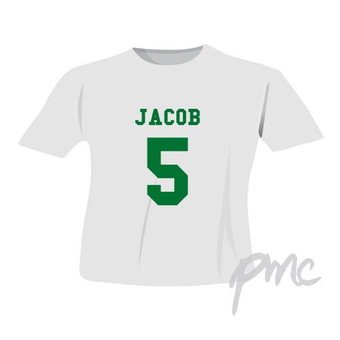 Personalised Green Name & Number T-shirt 5-6 Years