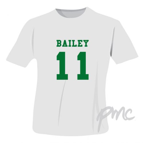 Personalised Green Name & Number T-shirt 9-11 Years