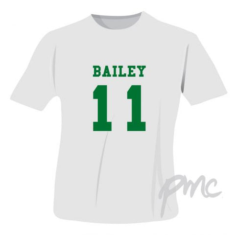 Personalised Green Name & Number T-shirt 9-11 Years