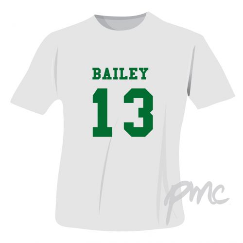 Personalised Green Name & Number T-shirt 12-13 Years