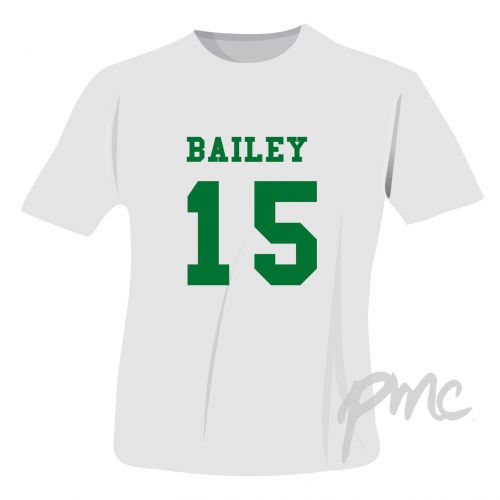 Personalised Green Name & Number T-shirt 14-15 Years