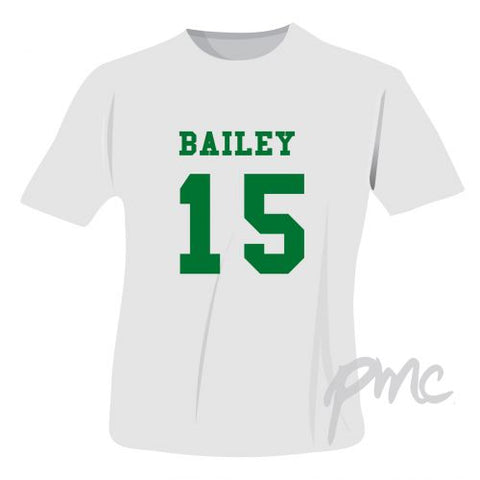 Personalised Green Name & Number T-shirt 14-15 Years