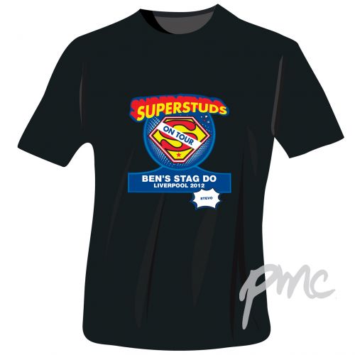 Personalised Superstuds Stag Do T-Shirt - Black - Extra Large