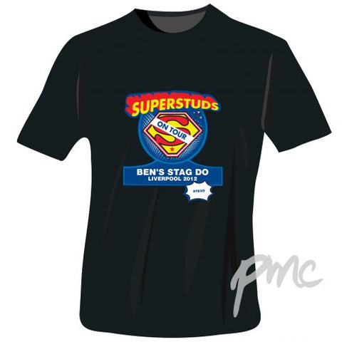 Personalised Superstuds Stag Do T-Shirt - Black - Extra Large