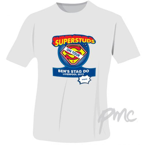 Personalised Superstuds Stag Do T-Shirt - White - Large