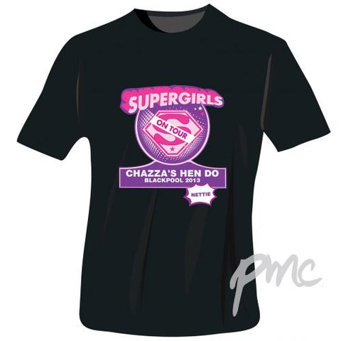 Personalised Supergirls Hen Do T-Shirt - Black - Large