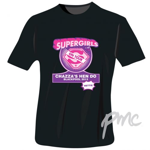 Personalised Supergirls Hen Do T-Shirt - Black - Extra Large