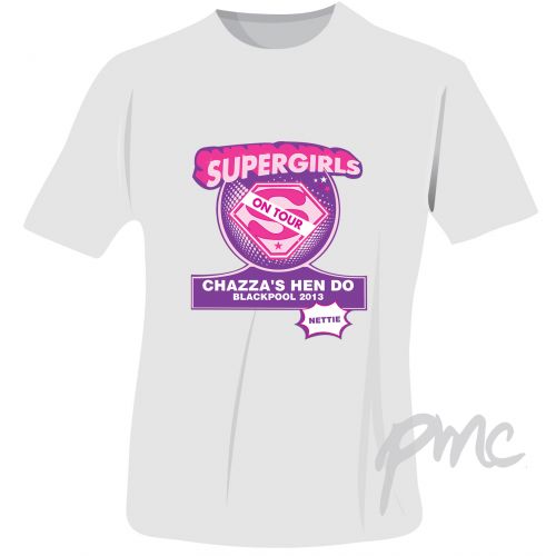Personalised Supergirls Hen Do T-Shirt - White - Small