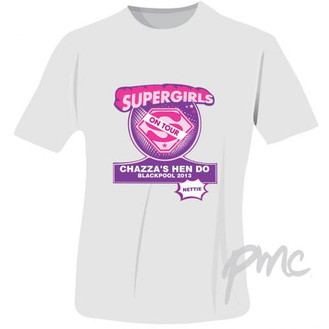 Personalised Supergirls Hen Do T-Shirt - White - Small