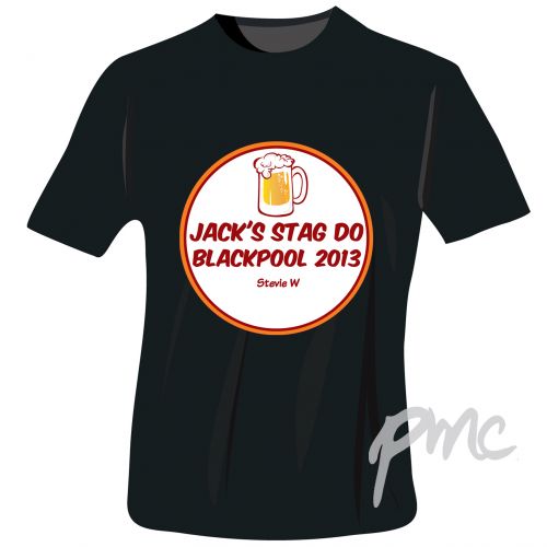 Personalised Beer Stag Do T-Shirt - Black - Large