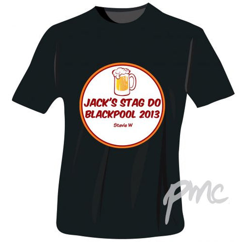 Personalised Beer Stag Do T-Shirt - Black - Extra Large