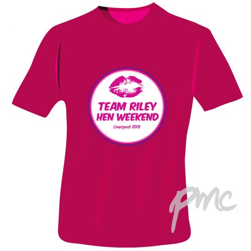 Personalised Lips Hen Do T-Shirt - Fuchsia Pink - Small