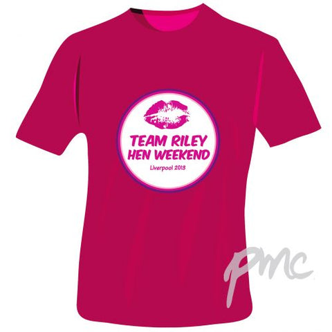 Personalised Lips Hen Do T-Shirt - Fuchsia Pink - Small