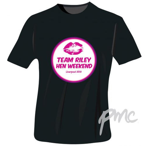 Personalised Lips Hen Do T-Shirt - Black - Extra Large