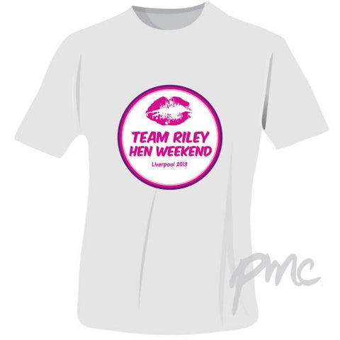 Personalised Lips Hen Do T-Shirt - White - Extra Large