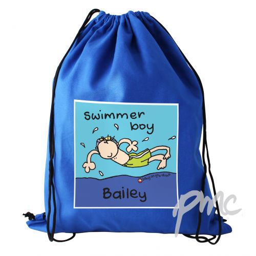Personalised Bang On The Door Swimmer Boy Swim & Kit Bag
