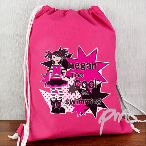 Personalised Girls Too Cool Swim & Kit Bag