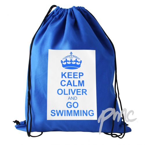 Personalised Blue Keep Calm Swim & Kit Bag