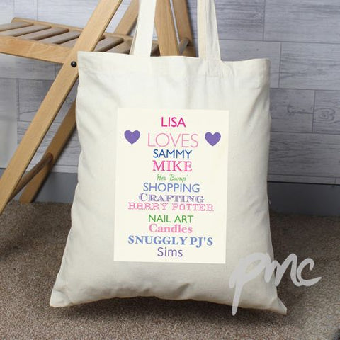 Personalised Top Ten Loves Cotton Bag