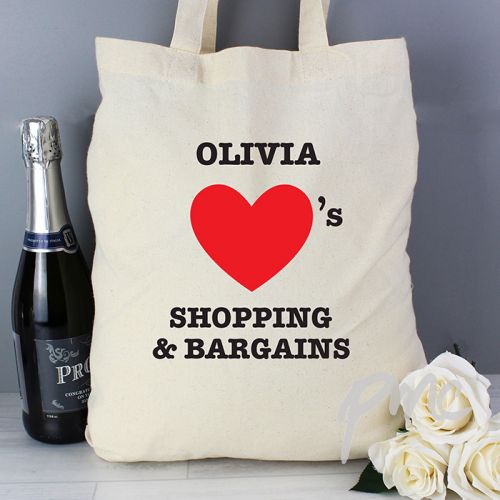 Personalised Hearts Cotton Bag