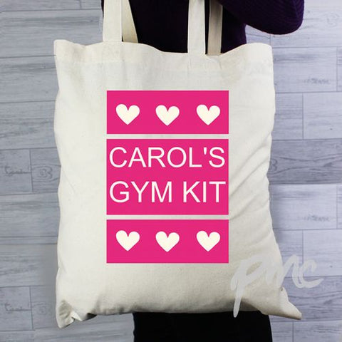 Personalised Small Hearts Cotton Bag