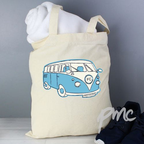 Personalised Blue Campervan Cotton Bag