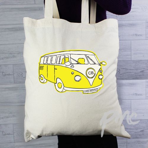 Personalised Yellow Campervan Cotton Bag