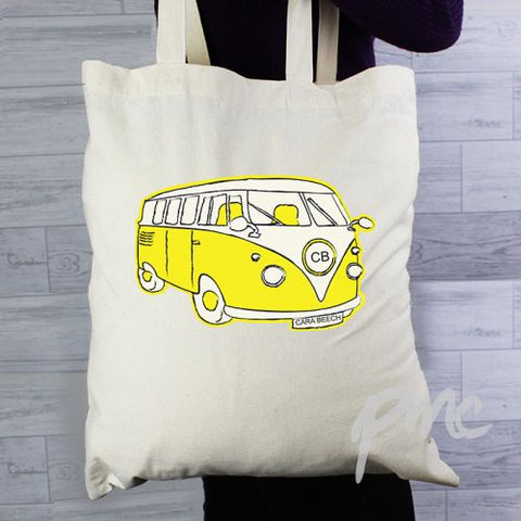 Personalised Yellow Campervan Cotton Bag