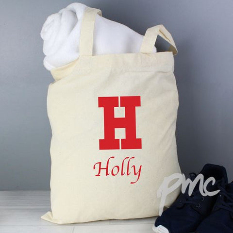 Personalised Red Initial Cotton Bag