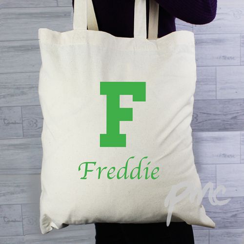 Personalised Green Initial Cotton Bag