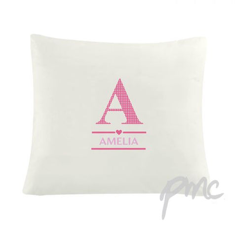 Personalised Girls Initial Cushion Cover