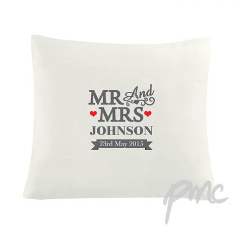 Personalised Mr & Mrs Cushion Cover