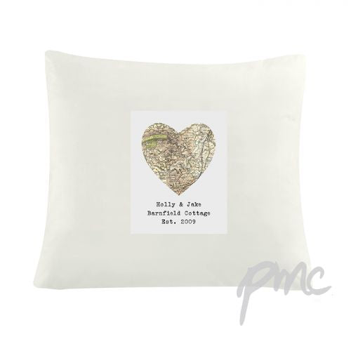 Personalised 1896 - 1904 Revised New Map Heart Cushion Cover