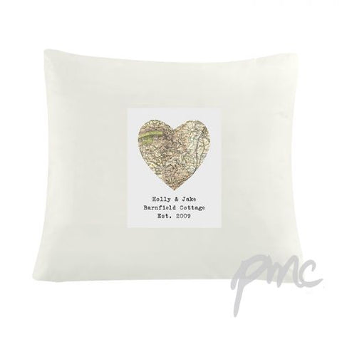 Personalised 1896 - 1904 Revised New Map Heart Cushion Cover