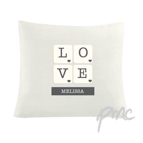 Personalised LOVE Tiles Cushion Cover
