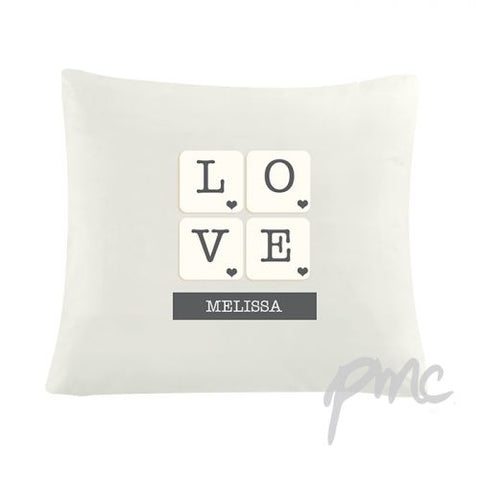 Personalised LOVE Tiles Cushion Cover