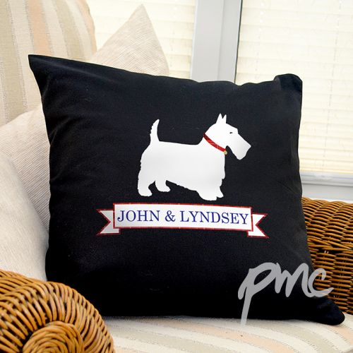 Personalised Scottie Dog Black Cushion Cover