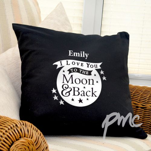 Personalised To the Moon and Back...Black Cushion Cover