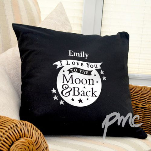 Personalised To the Moon and Back...Black Cushion Cover