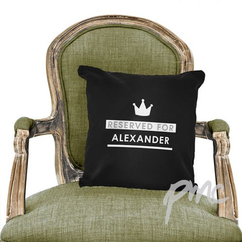 Personalised Reserved For Black Cushion Cover