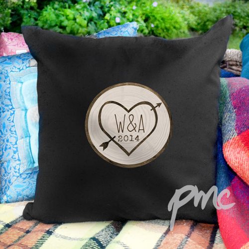 Personalised Wood Carving Black Cushion Cover
