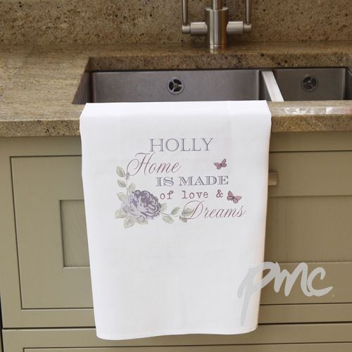 Personalised Secret Garden White Tea Towel
