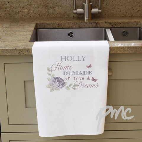 Personalised Secret Garden White Tea Towel