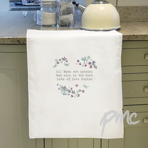 Personalised Forget Me Not White Tea Towel