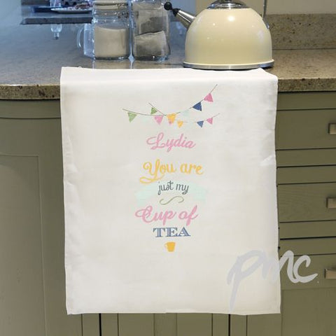 Personalised Bunting White Tea Towel