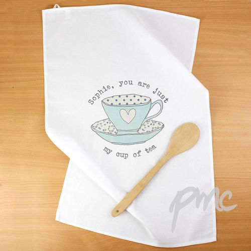 Personalised Vintage Tea cup White Tea Towel