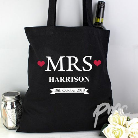 Personalised Mrs Black Cotton Bag